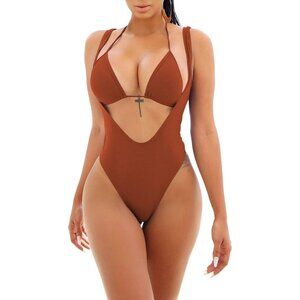 Women's Brazilian High Cut Halter Bikini  Swimsuit Set